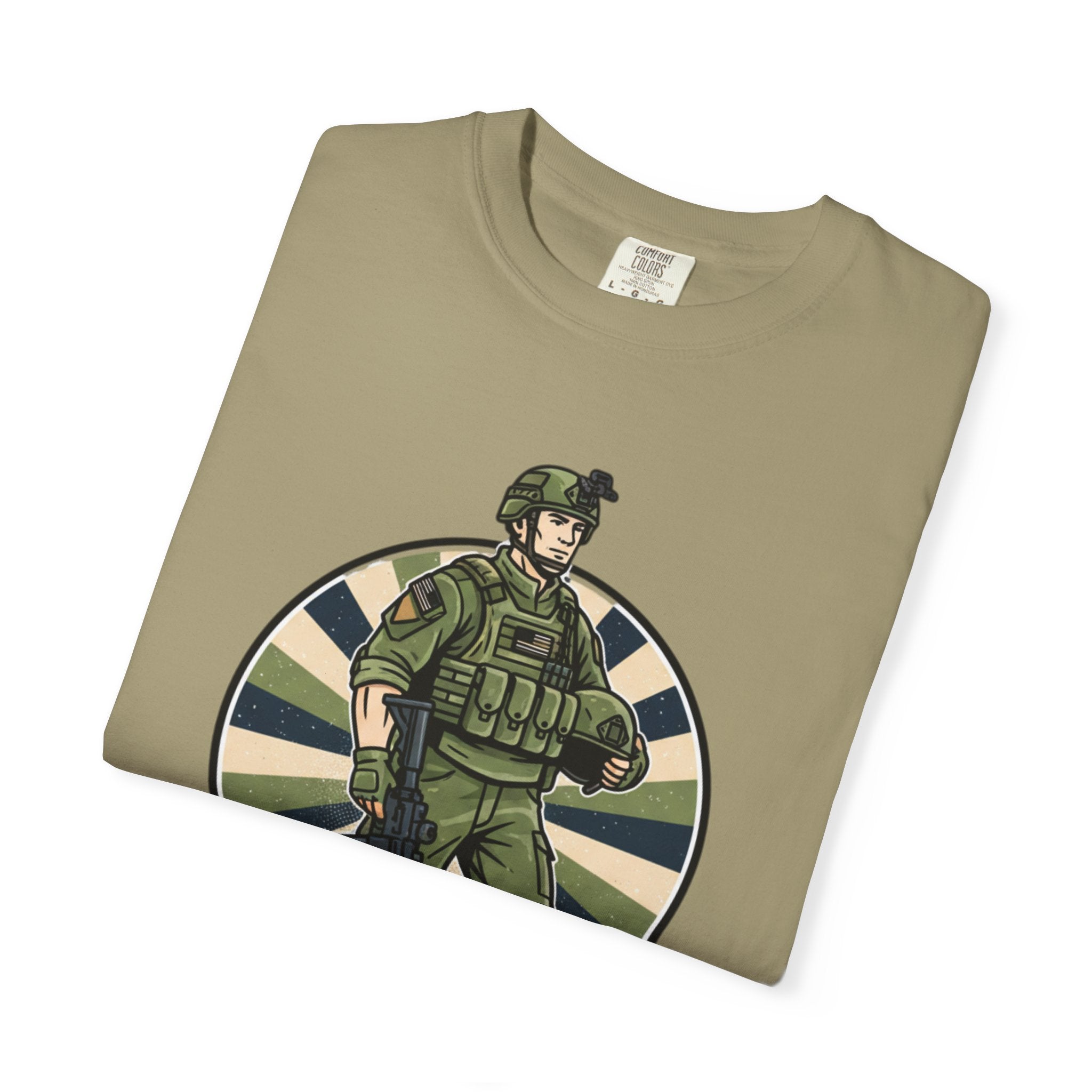 Service and Honor Soldier Illustration T-Shirt | Military Patriotic Tee
