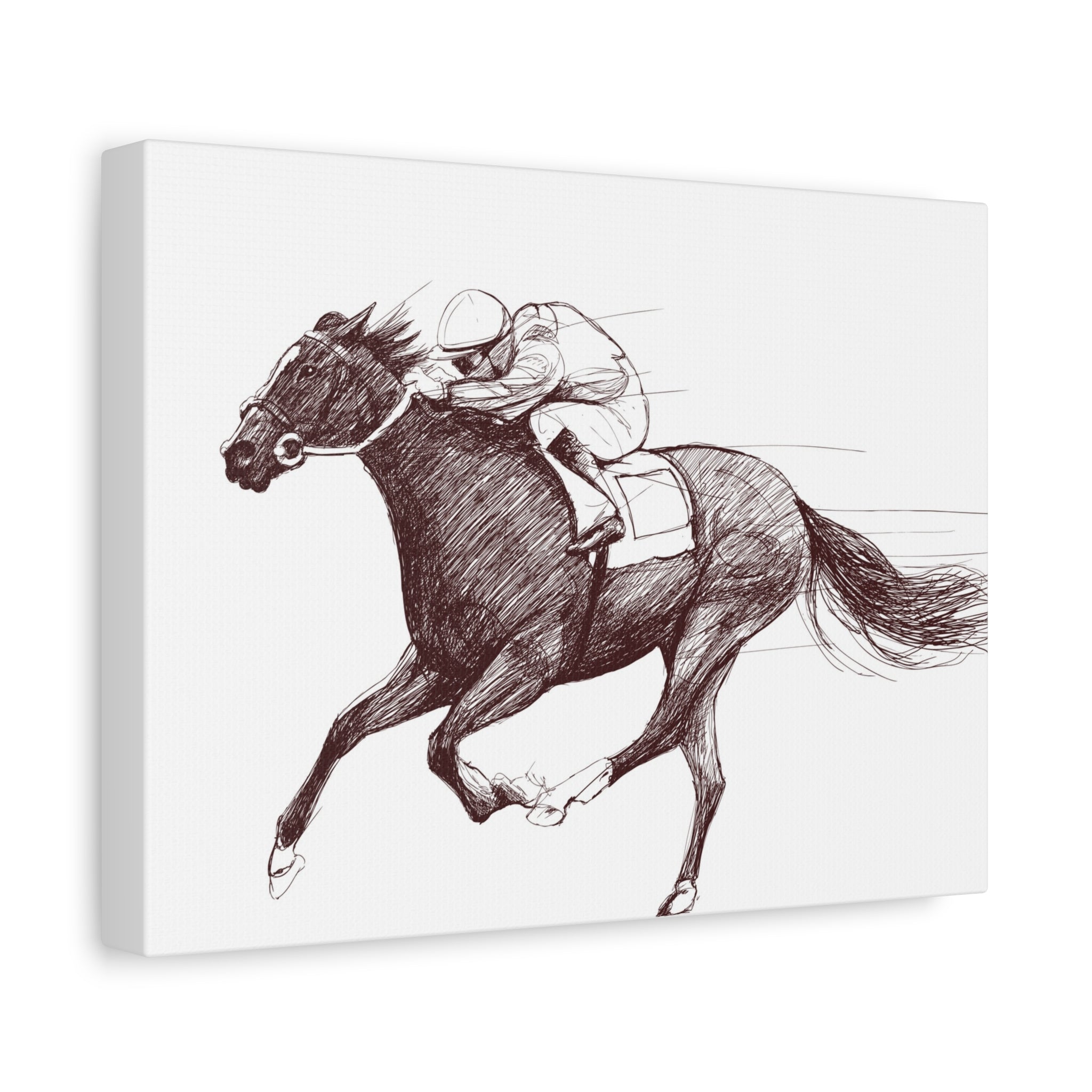 Vintage Horse & Jockey Matte Canvas Print — Stretched 1.25"