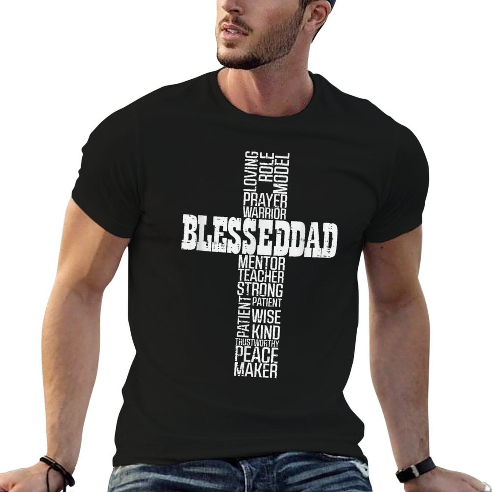 Blessed Dad Cross T-Shirt - Christian Father's Day Gift | Armored Faith
