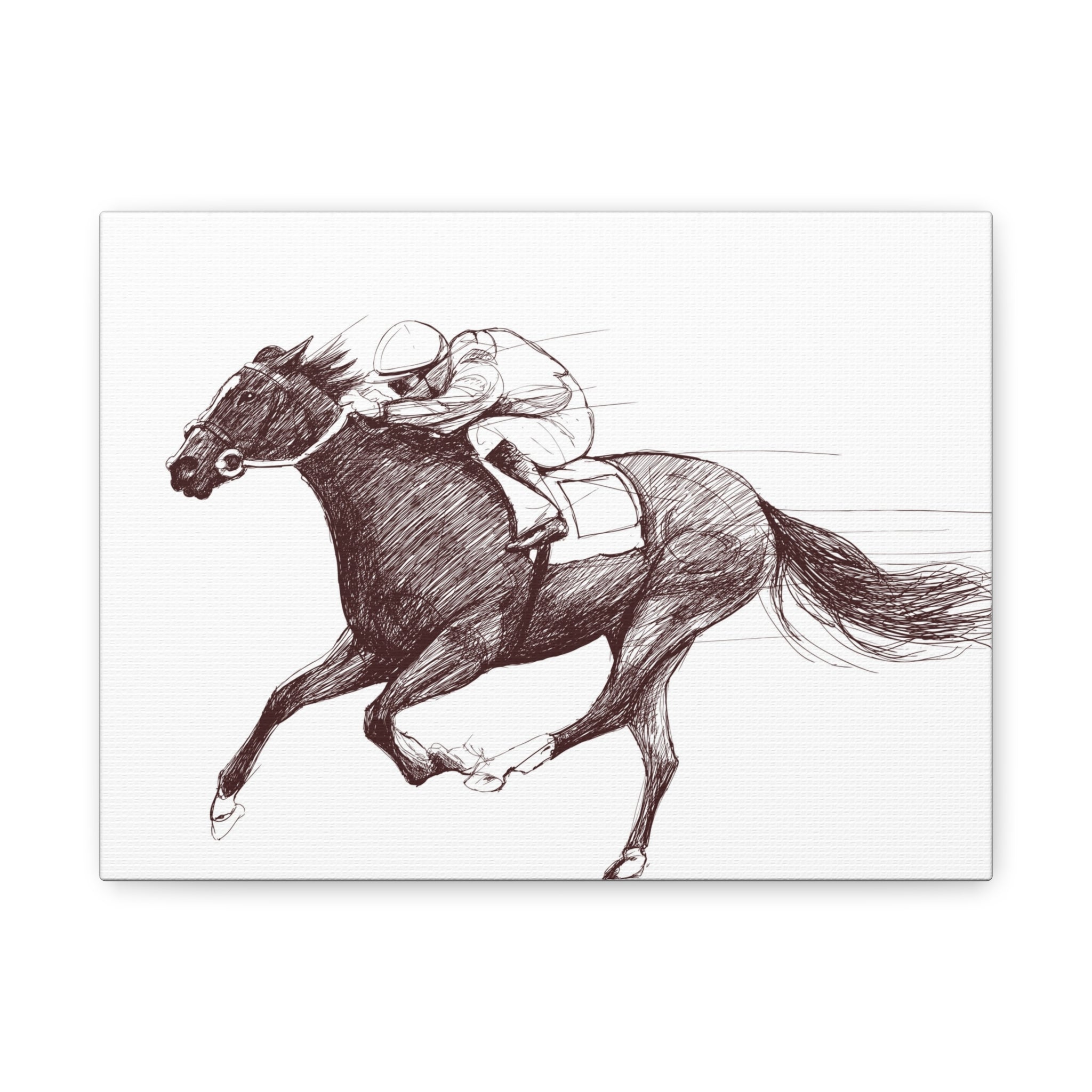 Vintage Horse & Jockey Matte Canvas Print — Stretched 1.25"