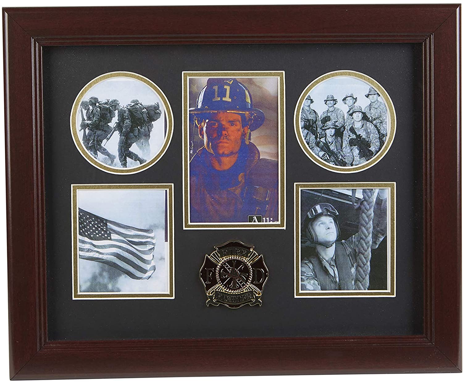 Firefighter Photo Frame – 5 Photos & Medallion Display