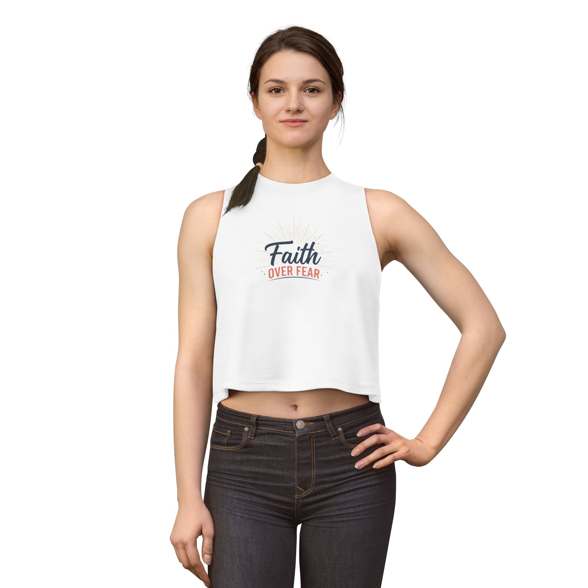 Faith Over Fear Crop Top | Inspirational Christian faith graphic