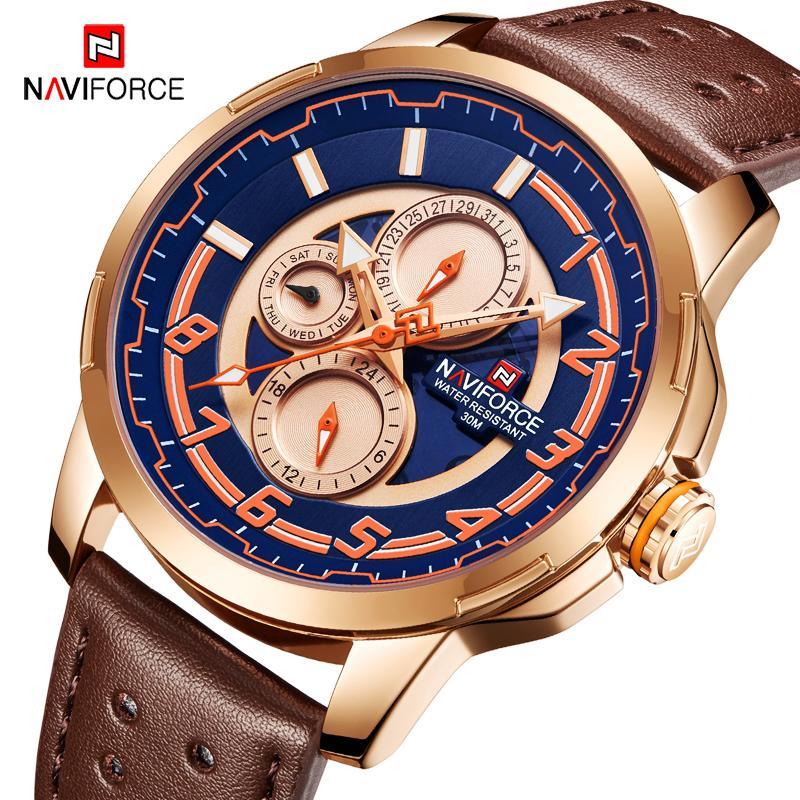 Stevvex Men's Waterproof Sport Watch with Leather Band Chronograph